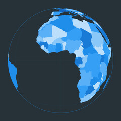 Poster - World Map. Satellite (tilted perspective) projection. Futuristic world illustration for your infographic. Nice blue colors palette. Artistic vector illustration.