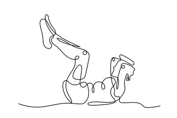 Continuous line Of men with sit-ups