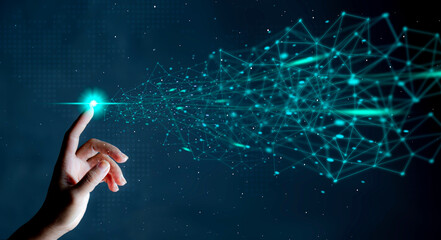 metaverse universe innovative technology, digital transformation concept hand touch line icon innova