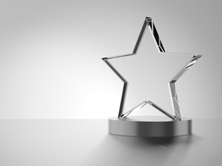 glass award isolated on white background. star. 3d illustration.