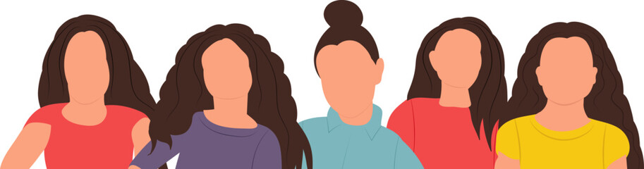 Wall Mural - portrait kids in flat style, isolated vector