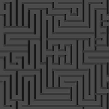 Black maze seamless pattern