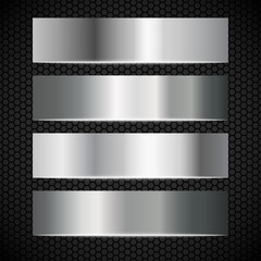Wall Mural - Collection of Metallic gradient template background vector. Set of Metallic texture background banner.