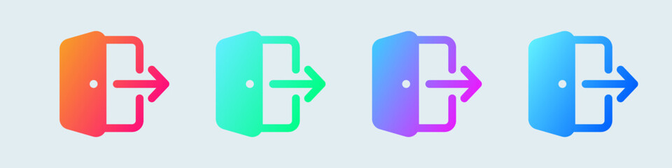 Poster - Log out solid icon in gradient colors. Exit signs vector illustration.