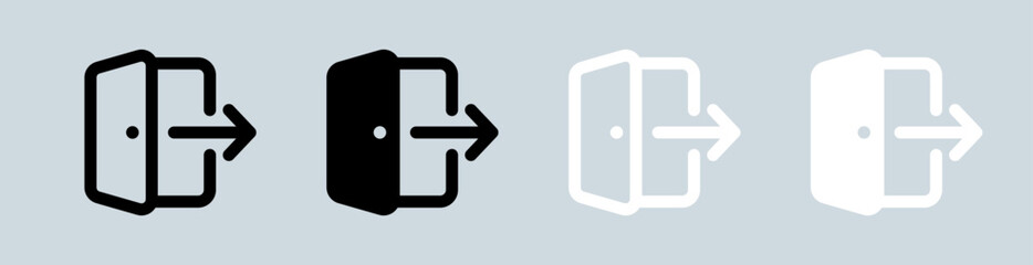 Poster - Log out icon set in black and white. Exit signs vector illustration.