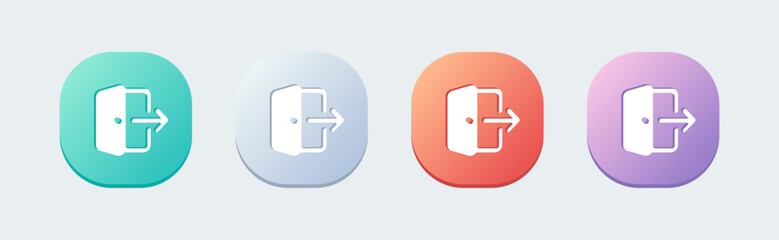 Aufkleber - log out solid icon in flat design style. exit signs vector illustration.