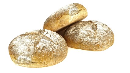 Traditional homemade french round bread isolated on a white background.