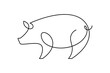 Pig in continuous line art drawing style. Abstract pig silhouette minimalist black linear design isolated on white background. Vector illustration