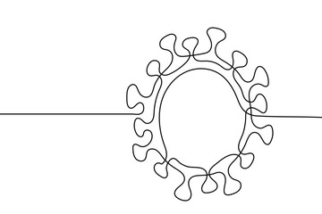 Continuous one line drawing. Vector Illustration COVID-19 symbol. Concept Coronavirus, virus silhouette on a white background.