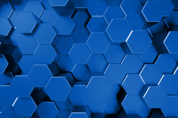 blue honeycomb hexagon background 3d render illustration