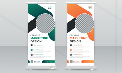 Creative marketing agency rollup banner design or pull up standee layout x banner design