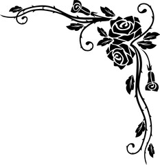 Poster - Flourish corner frame, rose flowers vintage decor