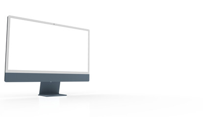 Realistic flat screen computer monitor 3de style mockup with blank screen isolated 3d