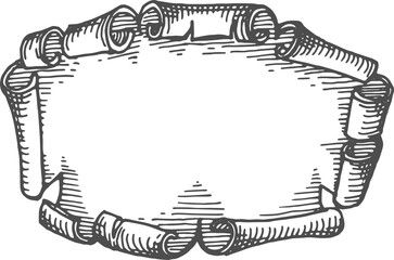 Wall Mural - parchment scroll with torn edges, manuscript map