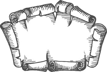 Wall Mural - medieval banner torn frame, old parchment scroll