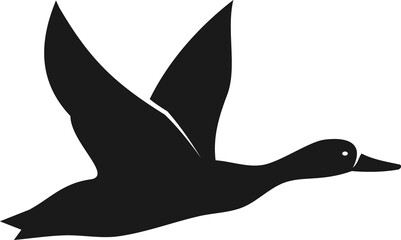 Flying goose silhouette, wildfowl hunt game bird