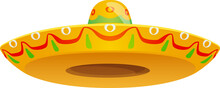 Mexican Sombrero Hat, Festive Cap Vector Icon