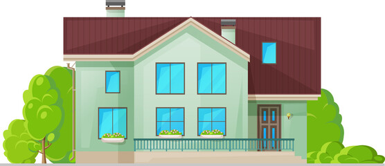 Wall Mural - Cottage house residential hotel isolated building