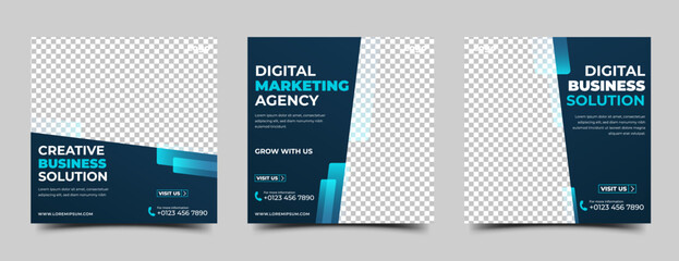 Business digital marketing agency social media post template design collection