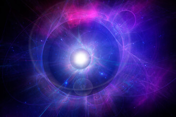 Wall Mural - A science fiction concept of a glowing fractal portal, in a universe of stars.