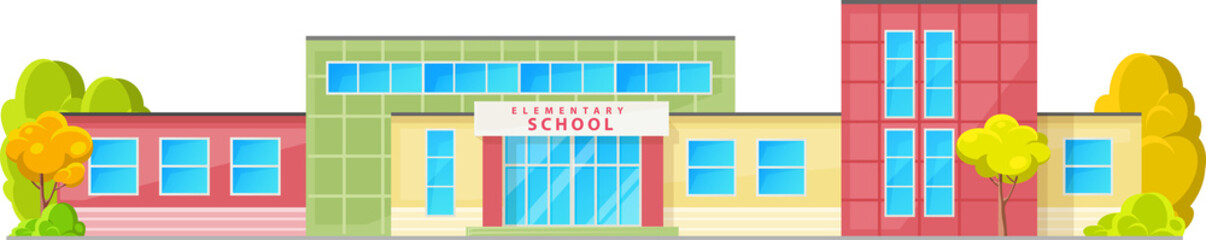 Wall Mural - Elementary school building facade vector icon