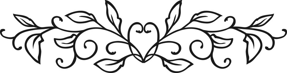 Poster - Ornamental separator, floral elements and leaves