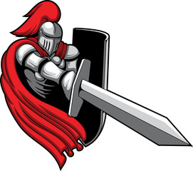 Medieval knight vector icon, heraldic mascot.