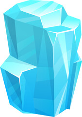 Poster - Ice crystal, blue frozen floe vector salt block