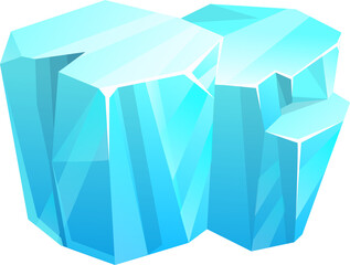 Poster - Ice crystal, blue frozen floe vector salt block