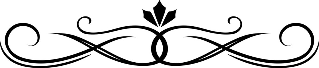Poster - Divider text separator, swirls topped by flower