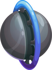 Poster - Saturn cartoon planet rotating over orbit isolated
