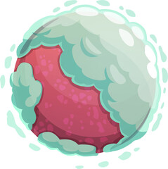 Poster - Pink cartoon planet in airy clouds at outer space