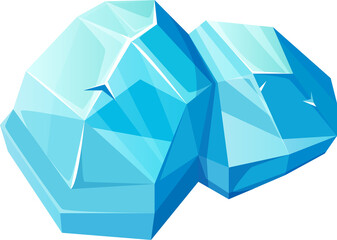 Poster - Ice cube crystal, frozen cartoon iceberg isolated