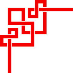 Poster - Deco corner, calligraphy oriental asian red knot