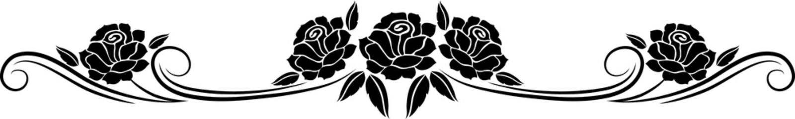 Poster - Embellishment, divider with black roses and swirls