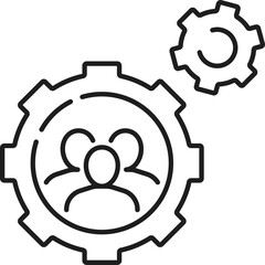 Aufkleber - People in cogwheel cooperating together brainstorm