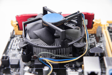 Poster - Installing central processor unit into computer motherboard.