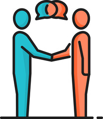Aufkleber - business people communicate, shake hands, dialogue