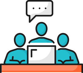 Poster - People writing message on computer isolated icon
