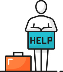 Fototapete - Customer support, assistance help board, briefcase