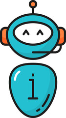Aufkleber - Cute smiling robot isolate chat bot thin line icon