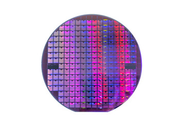 Poster - Semiconductor wafer disk made of silicon isolated on white