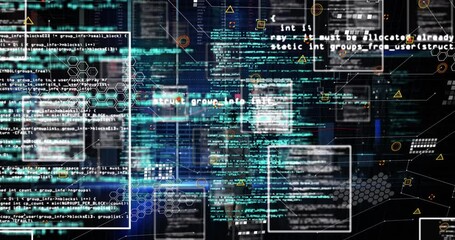 Poster - Animation of data processing on black background
