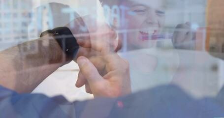 Poster - Animation of hand using smartwatch over diverse children