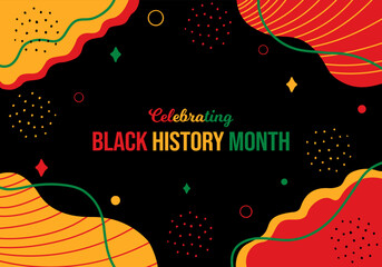 celebrating black history month memphis concept background. african americans february poster. horiz