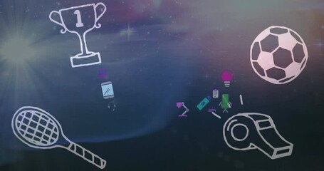 Poster - Animation of sport icons over space