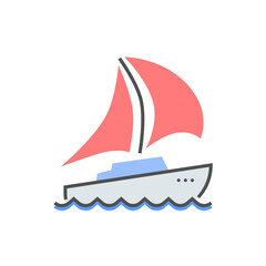 Wall Mural - Yacht Icon. Yacht Related Vector Flat Icon. Editable Image