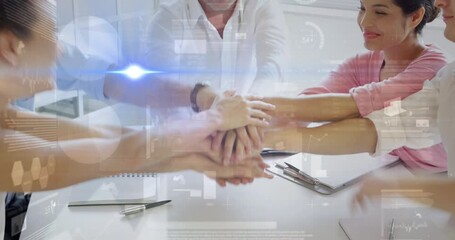 Poster - Animation of data processing over caucasian business people in office