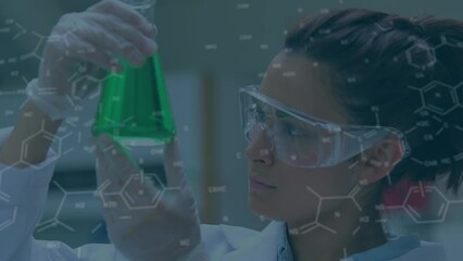 Poster - Animation of molecules over biracial female scientist in lab