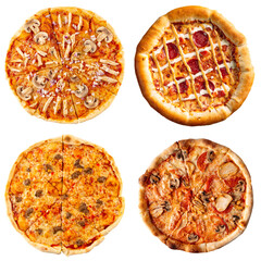 Wall Mural - Appetizing set of different pizzas isolated png